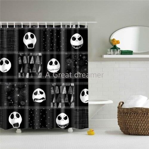 New 3d Halloween Shower Curtain Horror Screen Bathroom Waterproof Polyester Black Bath Curtains Home Decoration With 12 Hooks