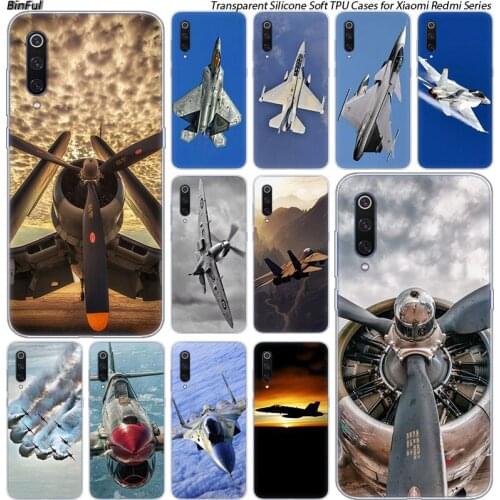 Hot Fighter plane Silicone Case For Xiaomi Pocophone F1 9T 9 9SE 8 A2 Lite A1 A2 Mix3 Redmi K20 7A Note 4 4X 5 6 7 Pro S2 Cover