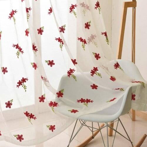 Modern Wedding Decoration Embroidered Flower Curtains Drape Panel Sheer Tulle For Living Room Bedroom Kitchen Cortinas Window