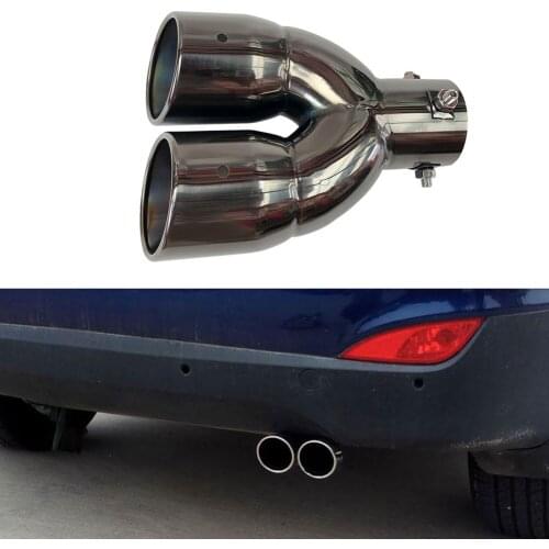 Car Universal Bolt-on Dual Exhaust Tip 63/76mm Slant Cut Tailpipe Muffler Tip Black Titanium Auto Replacement Parts