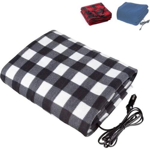 Universal 12V 24V Electric Car Truck Blanket Portable Travel Heated Mat Cosy Warm Winter Camping Fishing Fleece Rug 150x110cm