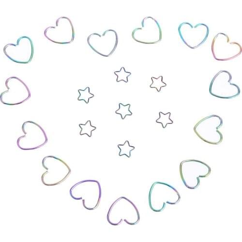 Heart Star Shape Stainless Steel Earrings Nose Lip Tragus Nipple Anodized Seamless Cartilage Hoop Ring Piercing Body Jewelry