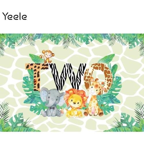 Yeele Photocall Baby Two Birthday Backdrop Jungle Lion Portrait Party Decor Background Photography Photographic For Photo Studio