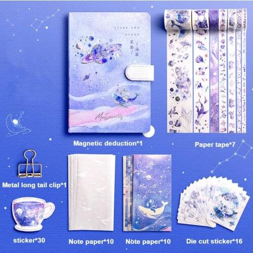 75pcs/set Kawaii Notebook Handbook Tool Material Full Simple Ins Cute Fairy Diary with Sticker and Paper Tape Paper Sticker Gift