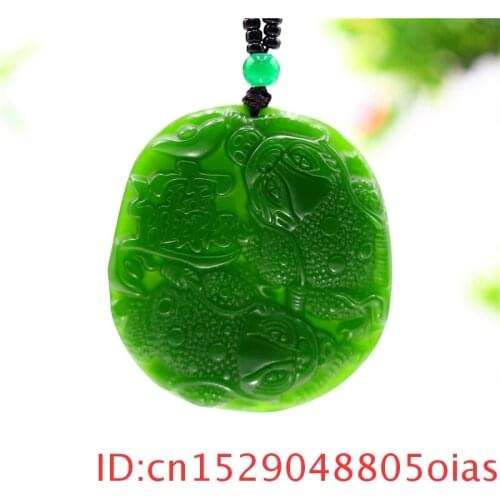 Green Jade Toad Pendant Necklace Fashion for Carved Amulet Gifts Jewelry Jadeite Chinese Charm Men Natural Women