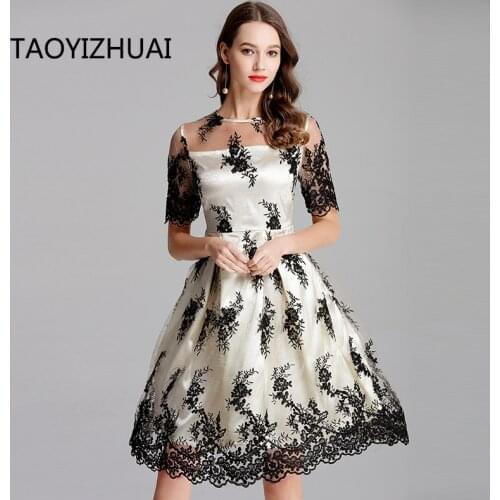 TAOYIZHUAI high street style plus size apricot slash neck floral loose three quarter knee length fashion womens dress 11630