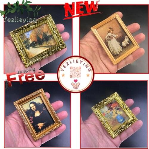 1Pc 1/6 Scale Scene accessories DIY Dollhouse Mini Oil Painting World Famous Painting Mini Mural Doll House Miniature 1:12 Furni