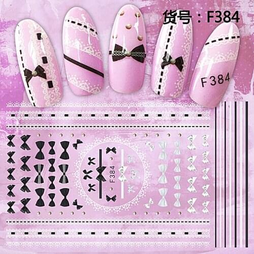 10PCS Color Line Bow Art Abstract Pattern Nail Sticker Nail Slider Decoration Beauty Tool