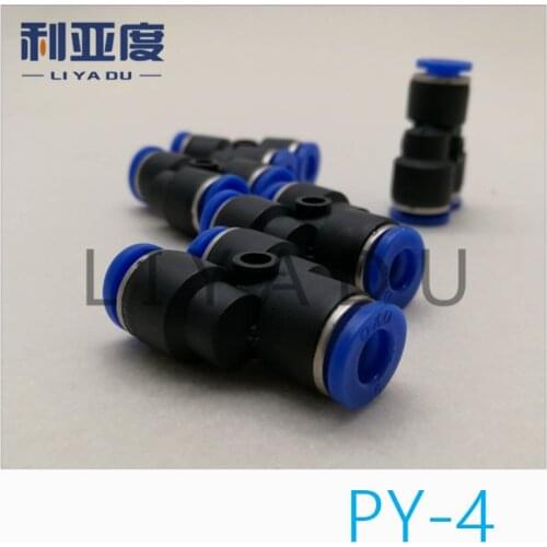 10PCS /lot PY-4 Pneumatic connector PY plastic Y type three plug in quick joint PY4