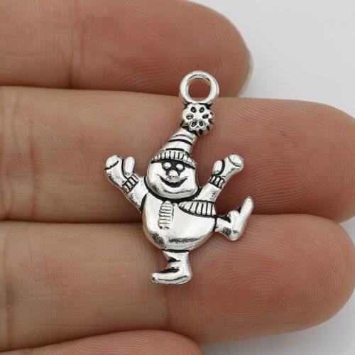 10Pcs Christmas Snowman Charms Antique Silver Color Tone Pendant Findings Diy Aesthetics Accessories Handmade Jewelry Making