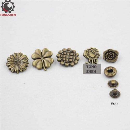 30 Set Vintage Pattern Round Leather Craft Metal Snap Button Vintage Snap Buttons Fasterens Pres Prong Stud Vintage Metal Rivet
