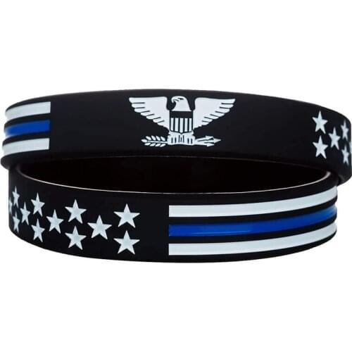 300pcs Thin Blue Line American Power Eagle with American Flag Silicone Wristbands Bracelets Free Shipping by DHL