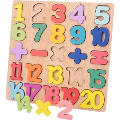 3D Puzzle Board Hard Wood Montessori Alphabet Number Learning Puzzle for Activity Center Wooden Tangram Stimulation Toy 69HE