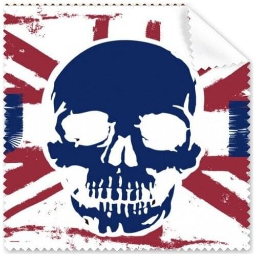 5 Pcs Human Skeleton UK England Landmark Flag Mark Illustration Pattern Glasses Cloth Cleaning Cloth Phone Screen Cleaner