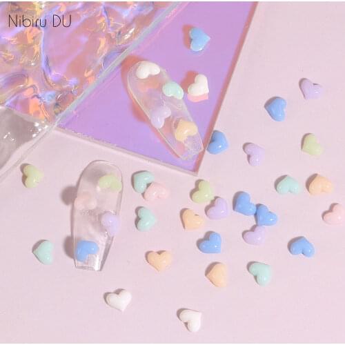 50Pcs/Pack Nail Art Decoration Gradient Love Heart Shaped Resin Freshing For DIY Manicure Nail Charms Accessories Design