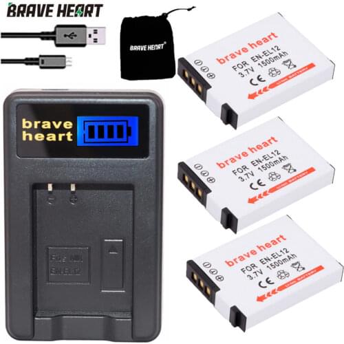 2pcs EN-EL12 ENEL12 EN EL12 Battery + LCD USB Charger for Nikon COOLPIX S630 S610 S640 S1000 S1200pj S31 S6000 S6100 AW120s P340