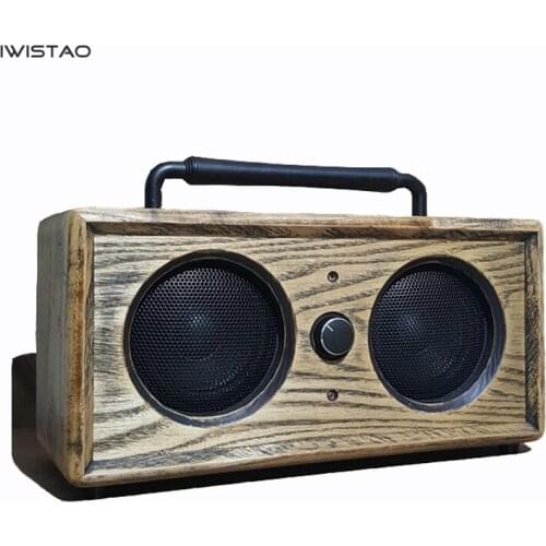 IWISTAO 2x15W Bluetooth Speaker Handmade Vintage Solid Ashwood AUX U Disk MP3 WAV FLAC