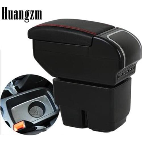 Large storage space+Dual layer+USB interface Armrest box For Ford Fiesta 2009-2017 Center Centre Console Storage Box with cup ho