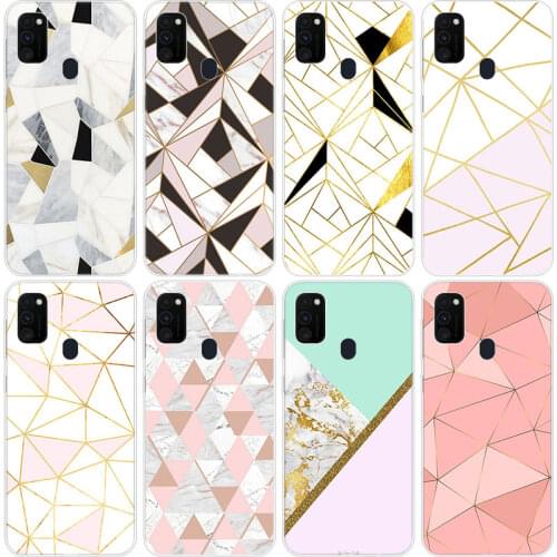 Colorful Geometric Marble Soft Case for Samsung Galaxy M11 M10S M01 M21 M31S M51 A01 J2 Core A21 A42 J6 A6 A8 Plus A7 2018 Cover