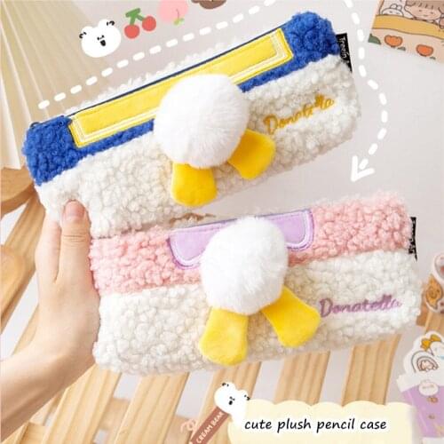 Cute Soft Plush Big Capacity Pencil Case For Girls Kawaii Pencilcase Lovely Pens Bag Kids Gift School Stationery