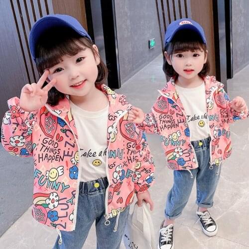 Girls Babys Kids Coat Jacket Outwear 2021 Graffiti Spring Autumn Overcoat Plus Size Top Cardigan Toddler Childrens Clothing