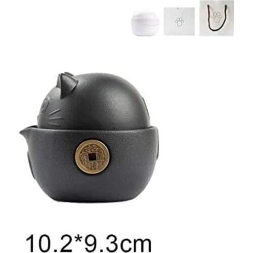 Travel Ceramic Tea Set Cat Series Portable Travel Portable Ceramic Tea Set with Tea Pot Tea Cups Travel Bag,Chinese Kung Fu Cups