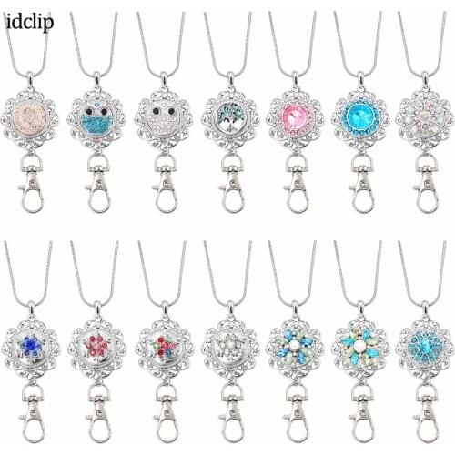 Idclip Flower Lanyard Badge Holder Necklace Snap Jewelry Charms Pendant Clip Office ID Holder