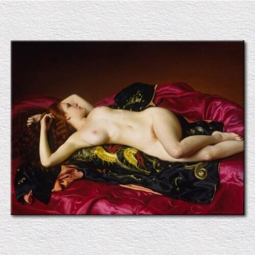 Canvas prints sex nude lady oil painting as fine decor paintings printed on canvas to hang on room wall free shipping