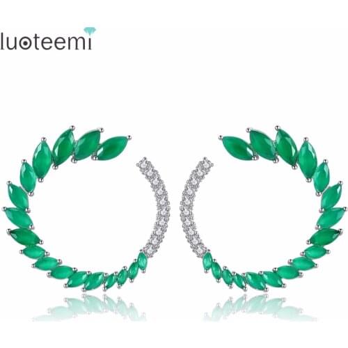 LUOTEEMI Stud Earring Cubic Zircon Round Whirlwind Shape Double Color Choose Popular Prevalent Fashionable Bijoux Party