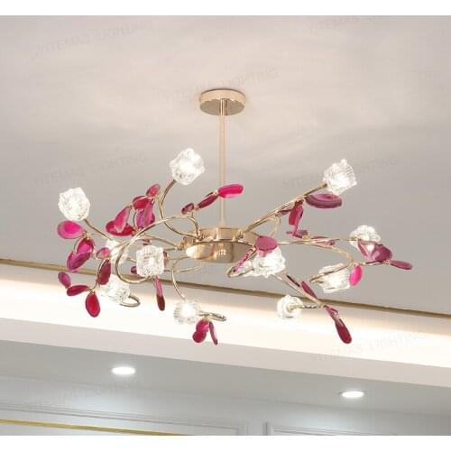 Chandelier agate blue/pink/Colorful agate chandelier bedroom/living room/kitchen/dining room/hall