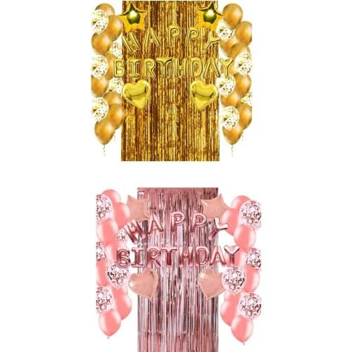 Balloons Kit,for Birthday Party,Confetti Balloons,Fringe Curtain Star Heart Balloons for Kids Adults Birthday