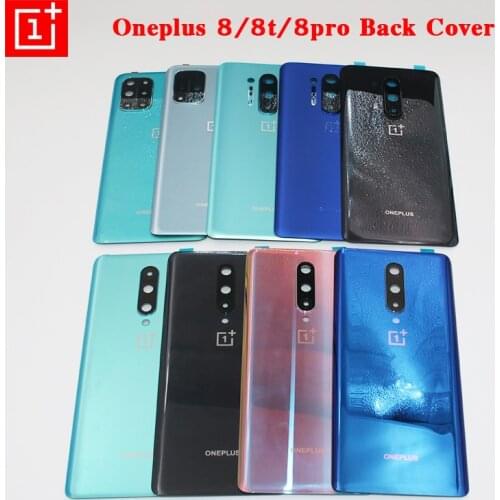 Original For Oneplus 8 8pro Back Battery Cover 3D Glass Rear Door Housing Panel For One Plus 1+ 8T 8 t With Camera Lens +Sticker