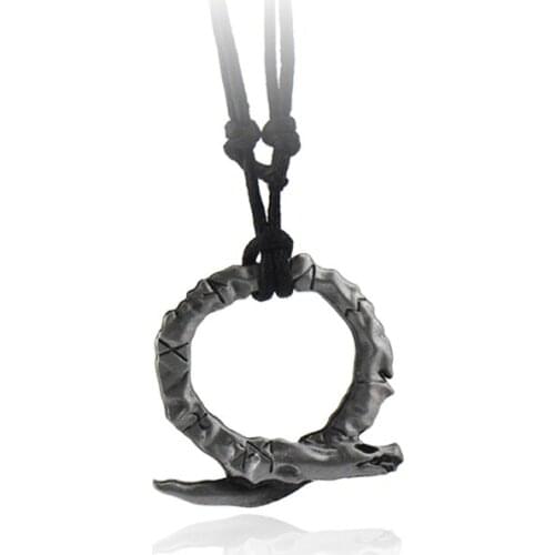 God Of War Weapon Pendent Necklace For Men Vintage Kratos Axe Carved Pattern Guardians Shield Cosplay Jewelry