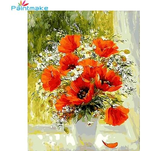 Paintmake Flower Frameless Picture DIY Painting By Numbers for Home Decor Oil Hand Painted on Canvas Art Picture Gifts 40*50cm