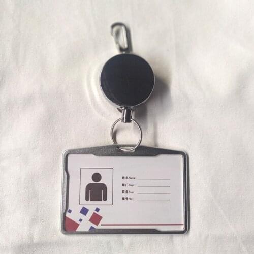 Work Card Holder with Retractable Belt Clip Badge Reel Keychain Name ID Card Cover Metal Staff Employees Card Holder Sleeve