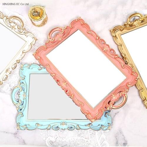 Retro Light Luxury Mirror Storage Tray Dressing Table Cosmetic Tray Resin Creative Home Snacks Fruit Tray Decoration Accessories