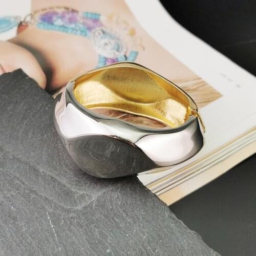 Mixed Color Alloy Big Cuff Bracelets For Women Punk Irregular Statement Metal Bangles Bracelets Trendy Jewelry 2021 UKMOC