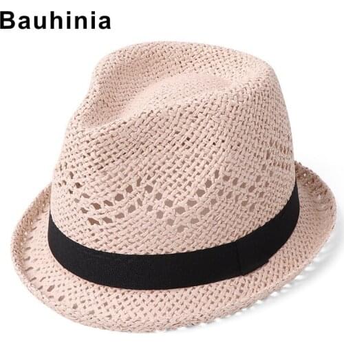 Bauhinia brand straw hat female summer sunshade sun hat Korean hollowed-out wild beach hat handmade curling sun hat