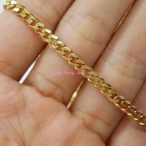 High Polishing Gold Tone 3mm 316L Stainless Steel Curb Cuban Chain Necklace Fashion Necklaces Women Mens 16"-40"