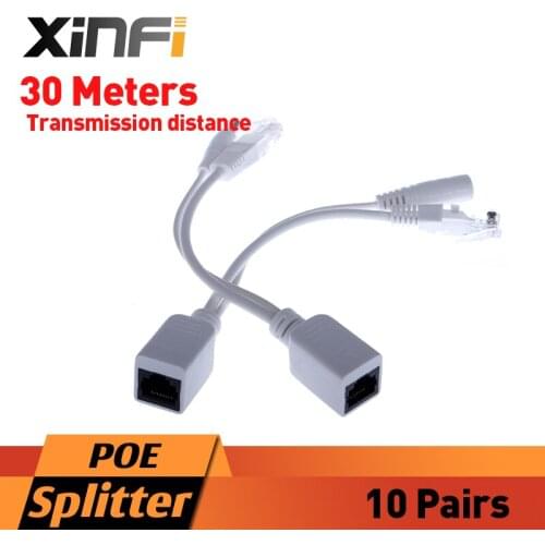 Xinfi 10pairs PoE Passive Cable Splitter Power Over Ethernet IP Camera Connector PoE Splitter & Injector Cable Kit PoE Adapter