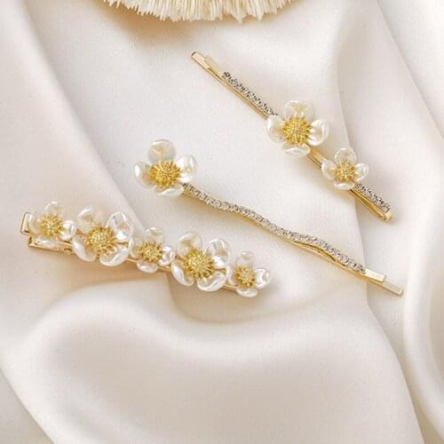 Заколки на волосы 2020 Metal Barrettes Clip Hairpins Simulated Pearl Bridal Hair Accessories Wedding Hairstyle Flower Hairwear