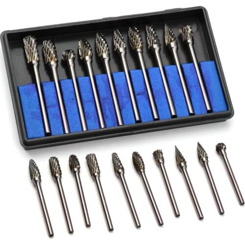 ZENHOSIT 10PCS Drill Bit Rotary Burrs Metal Diamond Grinding Woodworking Milling Cutters For Dremel Drill
