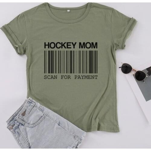 HOCKEY MOM SCAN FOR PAYMENT Womens letter T-shirt Funny Creative Cotton Tshirt short sleeve Top Tee for MAMA harajuku clothings