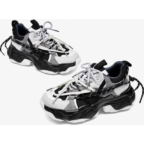 Autumn and winter sports womens thick-soled old shoes round toe breathable casual womens size 34-40