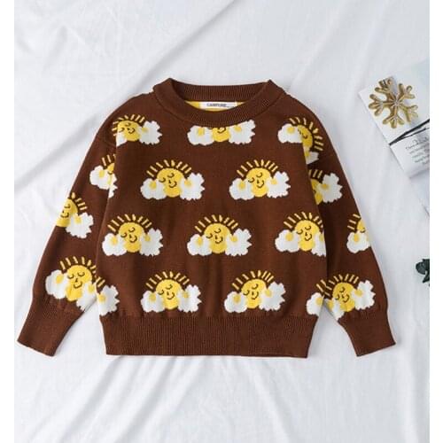 Winter Kids Girls Clothes Soft Warm Sweaters Children Top Autumn Knitted Toddler Girls Boys Cute print Pullover Sweater 1-7Y