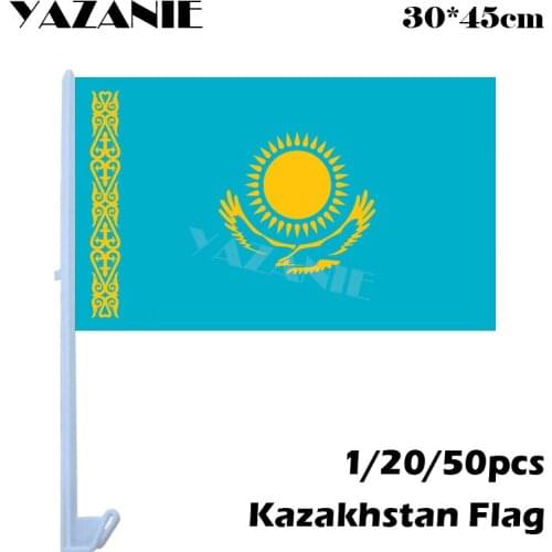 YAZANIE 30*45cm 1/20/50pcs Kazakhstan Car Flags and Banners Printing Small Decoration World Country Custom Flag Window Car Flag
