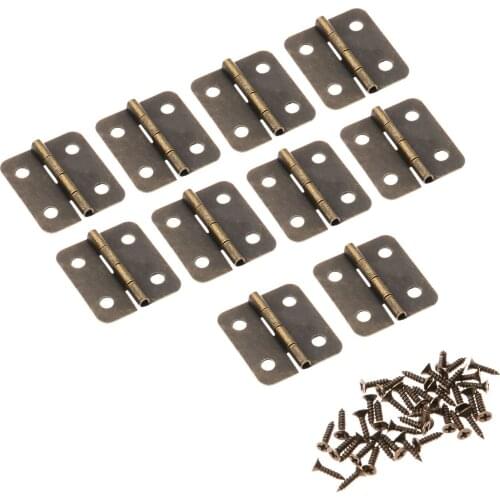 10pcs 30*25mm Hinges Cabinet Drawer Jewellery Box Mini Hinge With Screws For Furniture Hardware