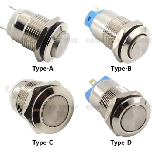DC 12V~24V 1A Press Push Button Switch Self-Reset/Self-locking Push Switch (Without Indicator) for DIY Projects
