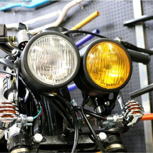 12v 35w Double Dual Twin Headlight Motorcycle Headlamp Naked Dominator For Harley BMW Cruiser Chopper Scooter Offroad Cafe Racer