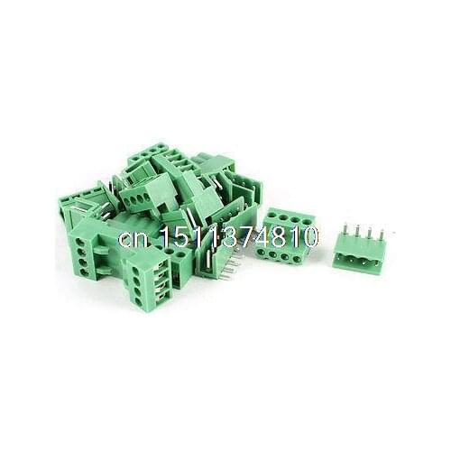 20Pcs Green 4P PCB Plug-in Screw Terminal Block Connector 3.96mm Pitch HT3.96-4P